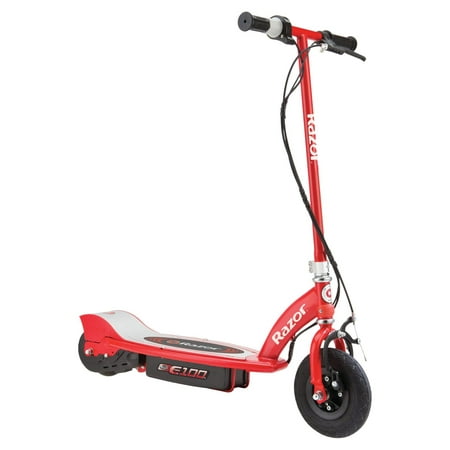 Razor E100 Electric Scooter for Kids Ages 8 and Up - 8" Air-filled Front Tire, Hand-Operated Front Brake, Up to 10 mph and 40 min Continuous Ride Time