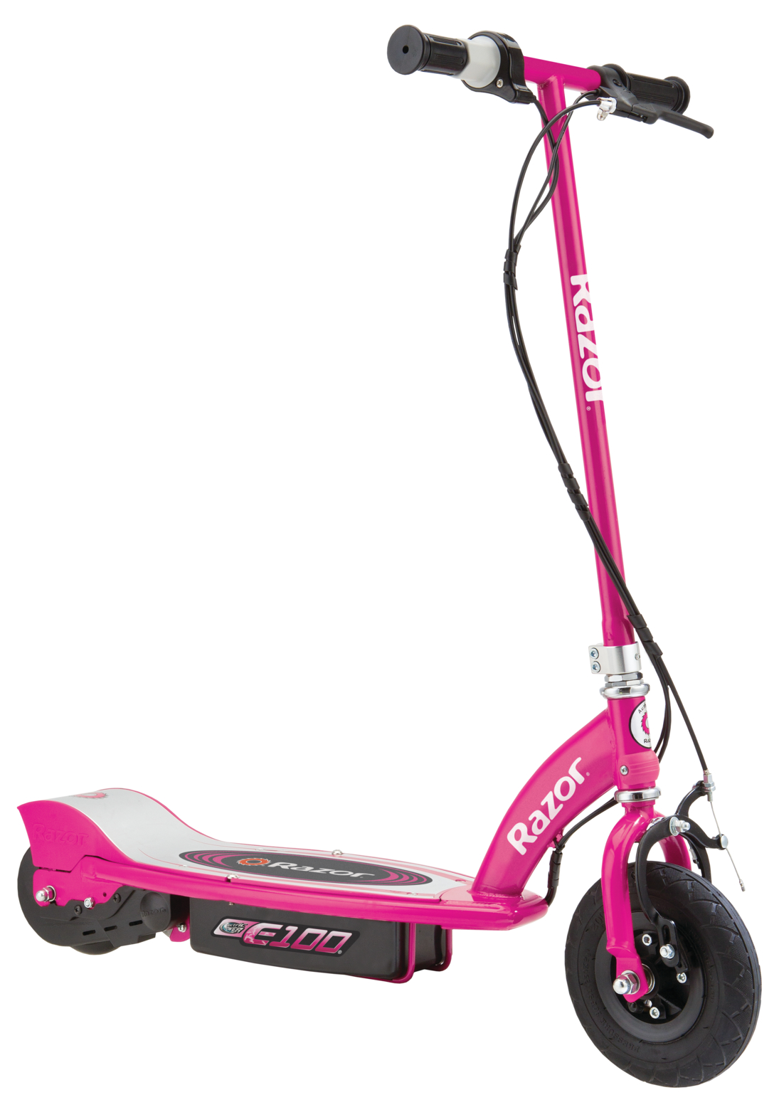 Razor E100 Electric Scooter for Kids Ages 8 and Up - 8 In. Air-filled Front Tire, Hand-Operated Front Brake, Up to 10 Mph and 40 min Continuous Ride Time - image 1 of 8