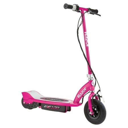 Razor E100 Electric Scooter - Pink, Air-filled Front Tire, up to 10 mph, for Child Age 8+