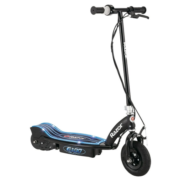 Razor E100 Glow Electric Scooter for Kids Age 8+, LED Light-Up Deck, 8" Air-filled Front Tire