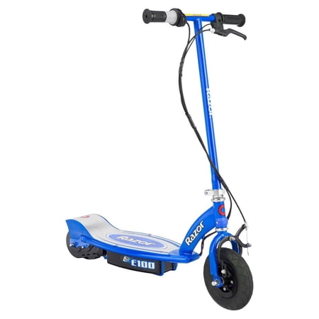 Razor E100 Kids Ride On 24 Volts Motorized Powered Electric Kick Scooter Speeds Up to 10 Miles Per Hour with Brakes and Pneumatic Tires, Blue