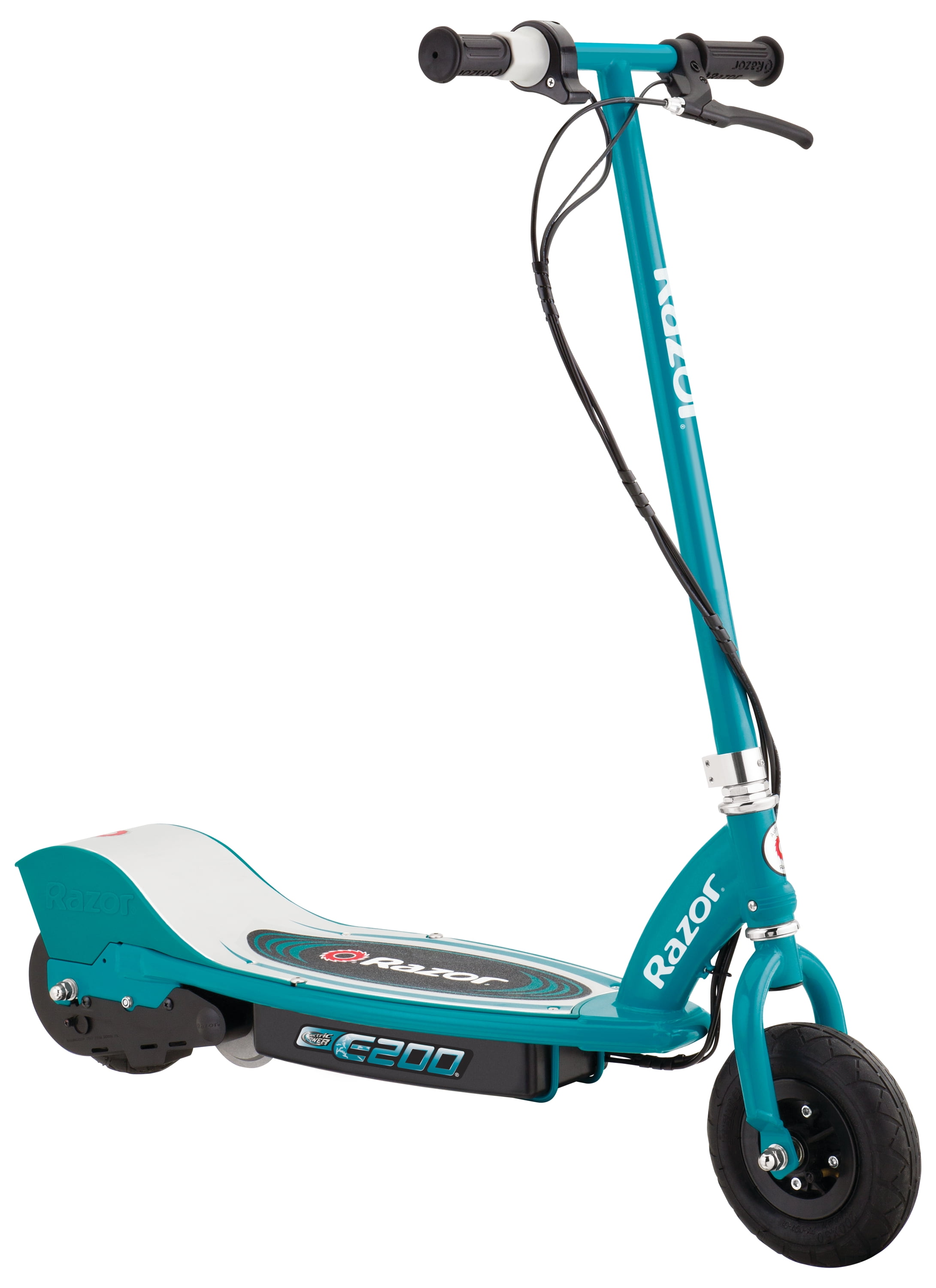 nudler klart forfader Razor E200 Electric Scooter - Teal, for Ages 13+ and up to 154+ lbs, 8"  Pneumatic Front Tire, 200W Chain Motor, Up to 12 mph & up to 8-mile Range,  24V Sealed