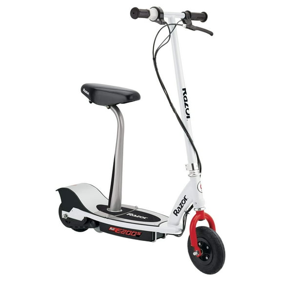 Razor E200S 24V Seated Electric Scooter - Red/White, up to 12 mph, 8" Pneumatic Tire, for Teen 13+