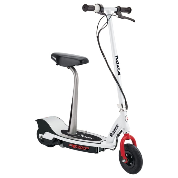 Razor E200S 24V Seated Electric Scooter - Red/White, up to 12 mph, 8" Pneumatic Tire, for Teens 13+
