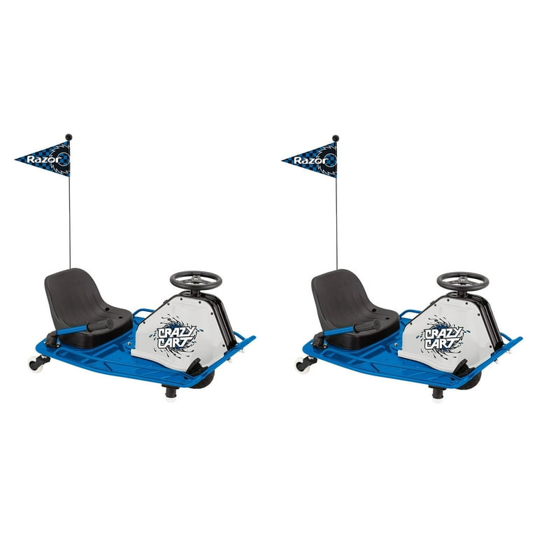 Razor High Torque Motorized Drifting Crazy Cart w/ Drift Bar, Blue (2 Pack)