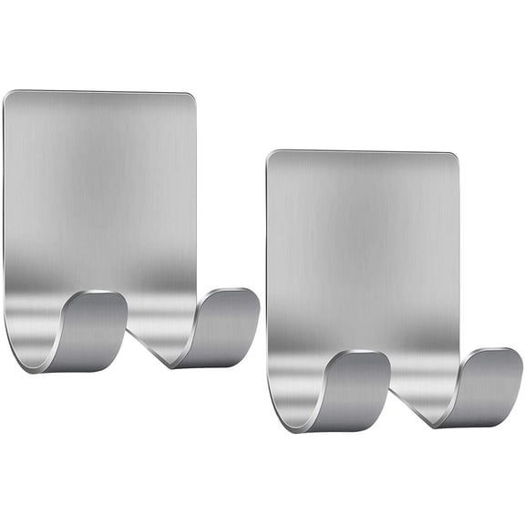 Razor Holder Shaver Hook Hanger Stand(2 Pack)Self Adhesive Stainless Steel Heavy Duty Utility Storage Hook,Shower Hook for Razor,Bathroom Kitchen Organizer for Plug Robe Towel Loofah Bathrobe Coat
