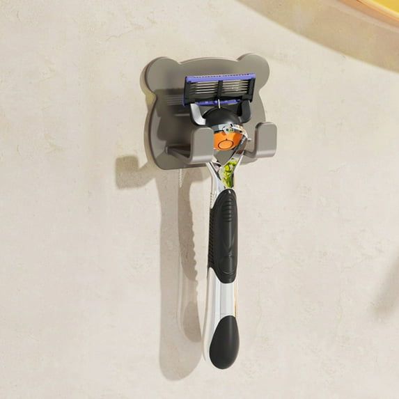 Razor Holder with Suction Cup - Self-Adhesive Shaver Wall Mount - Bathroom Organizer for Glass and Tiles