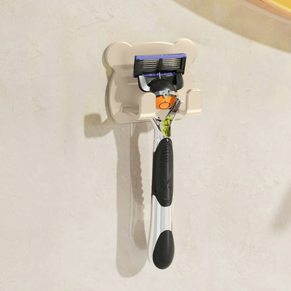 Razor Holder with Suction Cup - Self-Adhesive Shaver Wall Mount - Bathroom Organizer for Glass and Tiles