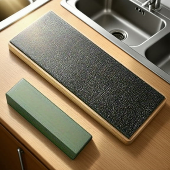 Razor & Knife Sharpening Strop Kit, Includes Leather Block with Polishing Wax and Wood Base for Effective Honing