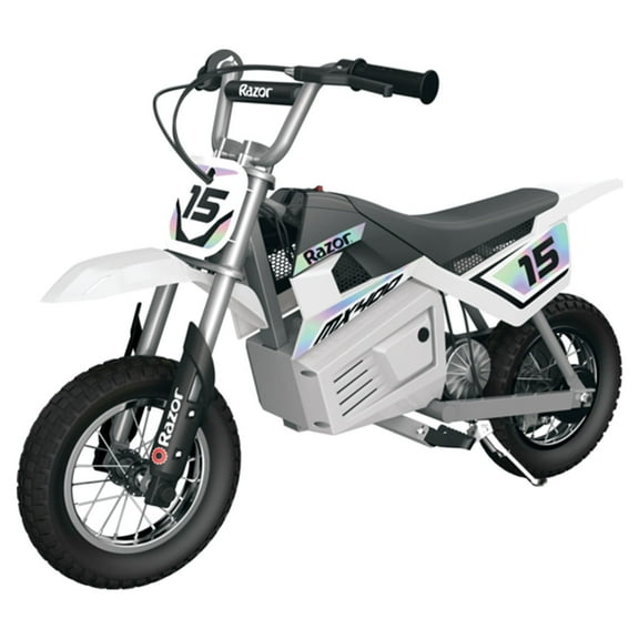 Razor MX400 Dirt Rocket Electric Bike, Age 8+, 14 Mph, 30-Min Run, 140lb Max, White