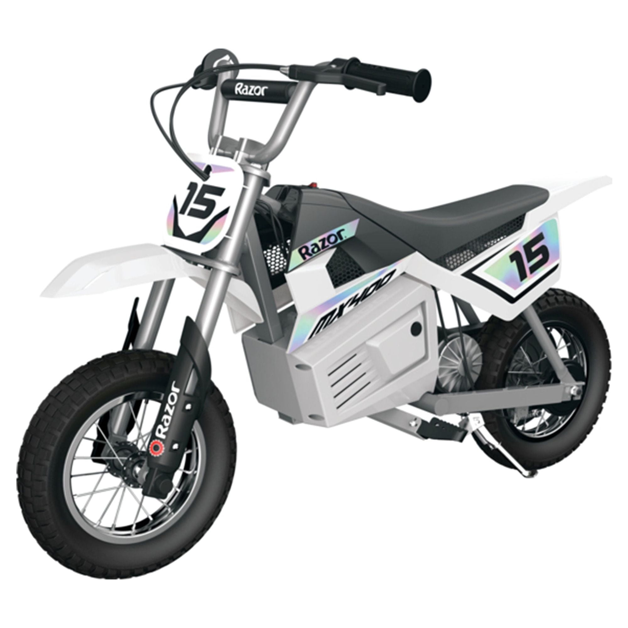 Razor MX400 Dirt Rocket Electric Bike, Age 8+, 14 Mph, 30-Min Run, 140lb Max, White