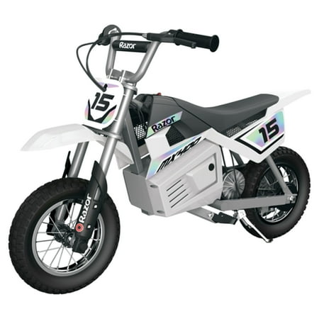 Razor - Dirt Rocket Toy Motocross Motorcycle Dirt eBike w/10 mi Max Operating Range & 14 mph Max Speed - White