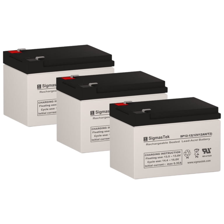 SigmasTek, Battery Set, SP12-12, 3 Pack for Razor MX650 Dirt