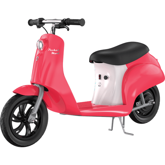 Open Box Razor Pocket Mod Classic Euro-Style Electric Scooter - Roma Red, up to ages 8+, Vintage-Inspired Design, High/Low Speed Switch, Up to 80 Minutes Ride Time