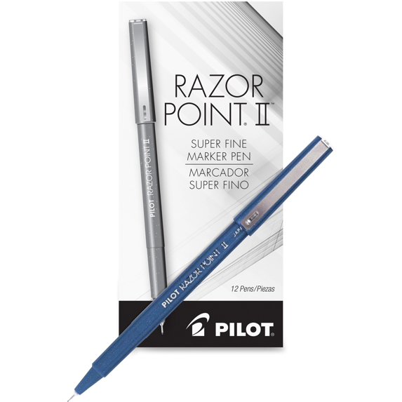Razor Point Ii Super Fine Line Porous Point Pen, Stick, Extra-Fine 0.2 Mm, Blue Ink, Blue Barrel, Dozen | Bundle of 5 Dozen