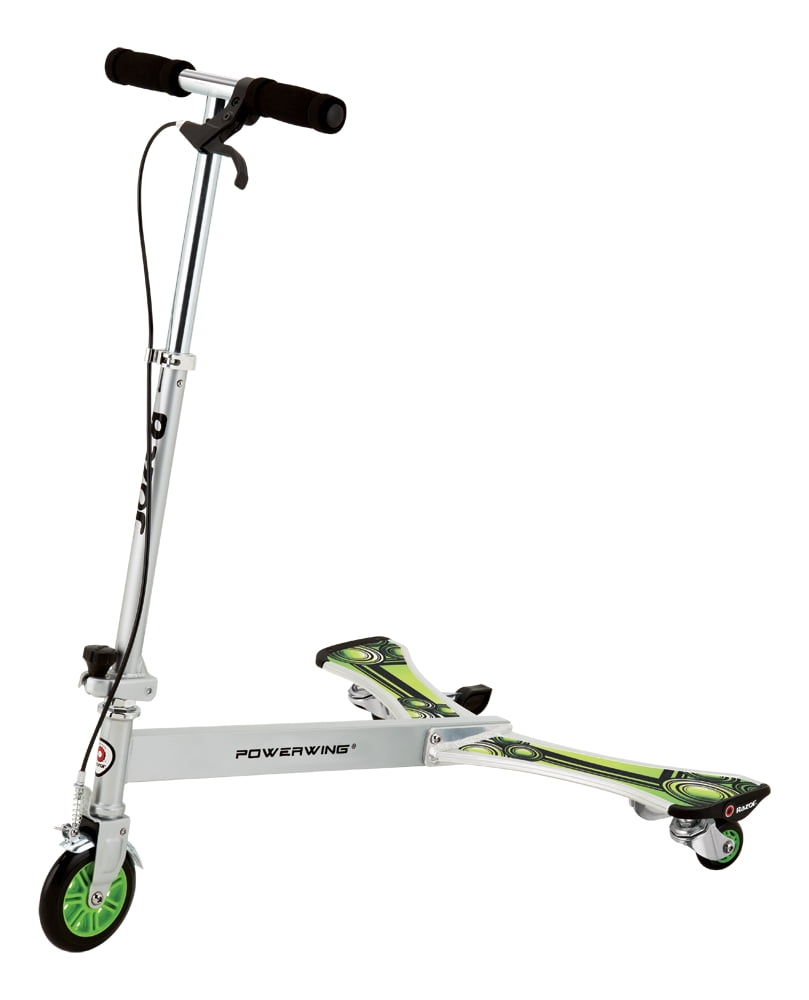 Razor PowerWing DLX Caster Scooter - Silver/Green, 3-Wheeled