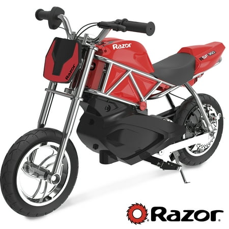 Razor RSF350 Mini Electric Motor Bike - Black/Red, up to 14 mph, 10" Pneumatic Tires, 24V Powered Ride-On for Ages 13+, Unisex