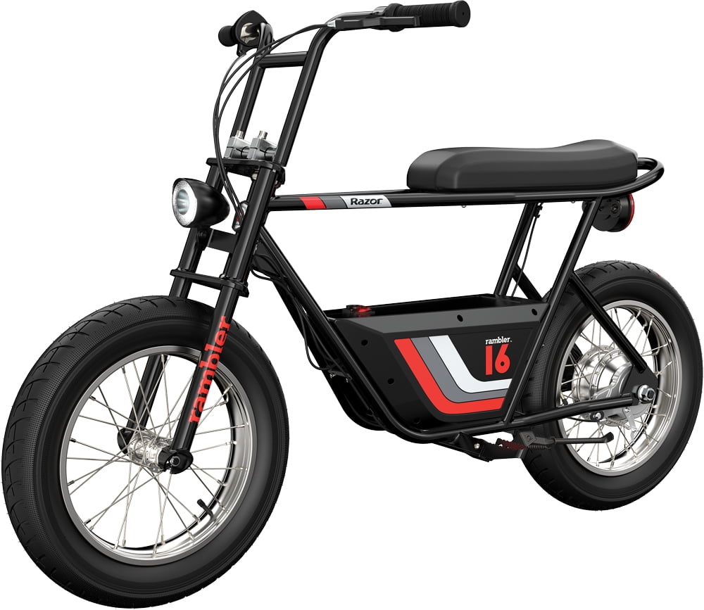 Razor Rambler 16 -Black, 36V Seated Electric Scooter, up to 15.5 mph, Retro Style Minibike for Adult