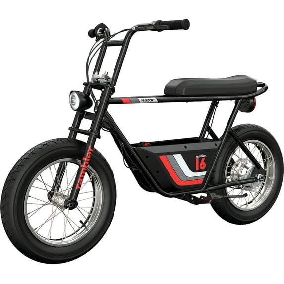 Razor Rambler 16 -Black, 36V Seated Electric Scooter, up to 15.5 mph, Retro Style Minibike for Adult