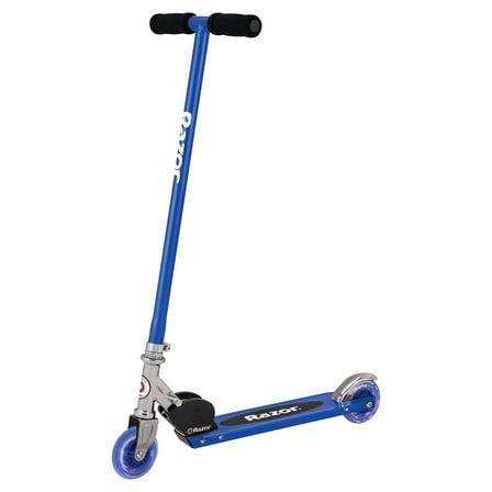 Razor S Folding Kick Scooter with Light-Up Wheel - Blue, for Child Ages 5+ and up to 110 lbs