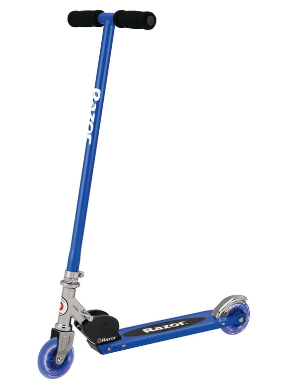 Razor S Folding Kick Scooter with Light-Up Wheel - Blue, for Kids Ages 5+ and up to 110 lbs