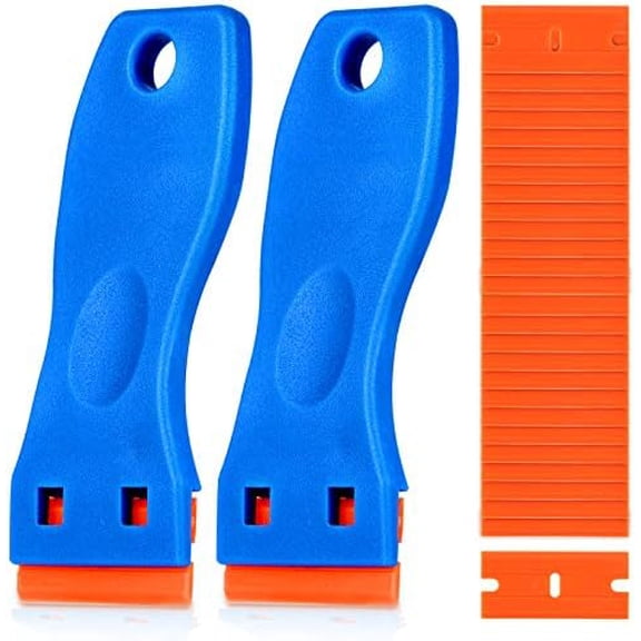 Razor  Scraper, 2 count Scraper Tool with 60 count  , Cleaning Scraper Remover for Stickers, , , Labels, , Glass, , Window, Caulk, No