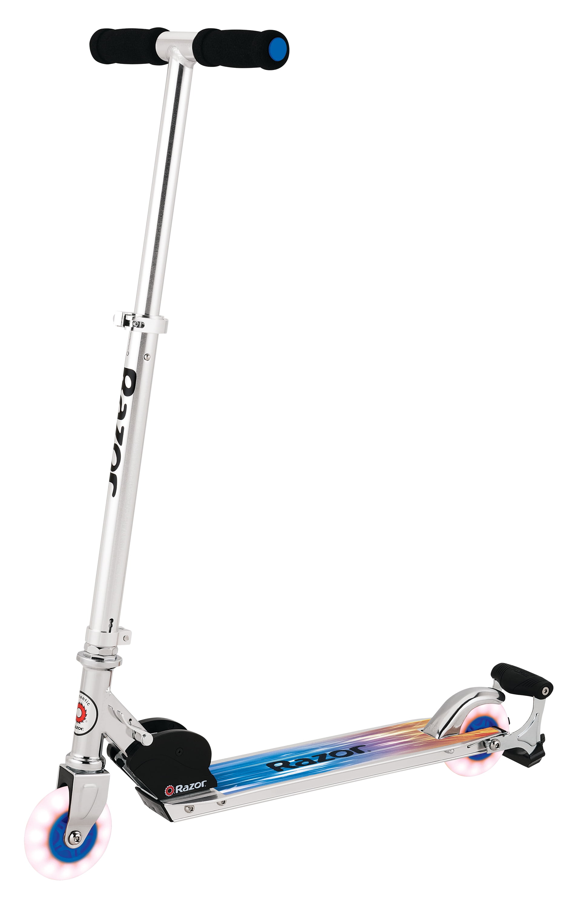 Razor Spark Ultra Folding Kick Scooter - Blue, LED Light-up Wheels, Lightweight, For Child Ages 8+