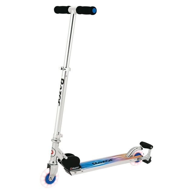 Razor Spark Ultra Folding Kick Scooter - Blue, LED Light-up Wheels, Lightweight, For Child Ages 8+