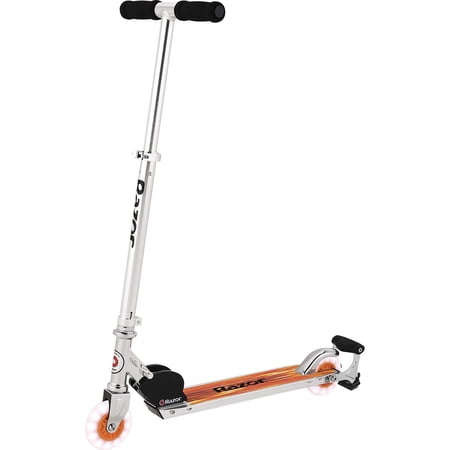 Razor Spark Ultra Folding Kick Scooter - Orange, LED Light-up Wheels, Lightweight, For Child Ages 8+