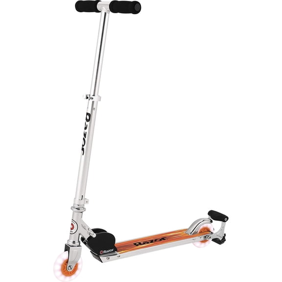 Razor Spark Ultra Folding Kick Scooter - Orange, LED Light-up Wheels, Lightweight, For Child Ages 8+