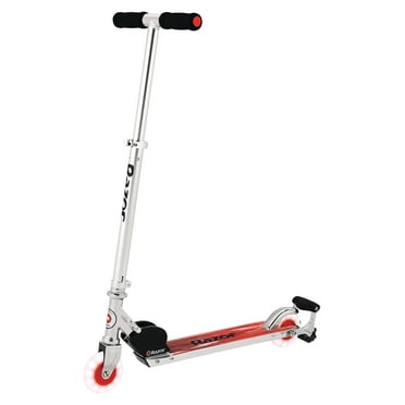 Razor Spark Ultra Folding Kick Scooter - Red, LED Light-up Wheels, Spark Bar, For Child Ages 8+