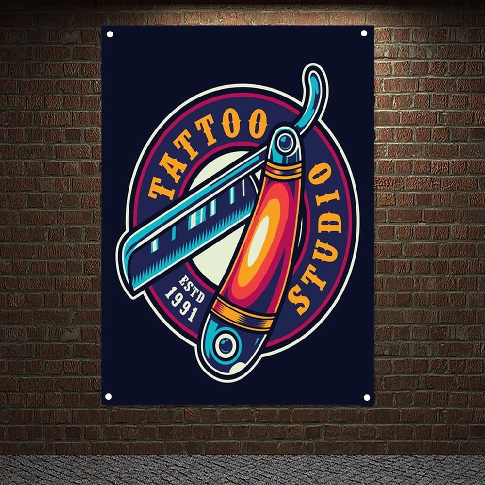 Razor Tattoo Art Posters and Prints Wall Chart Tapestry Wall Art Banner ...