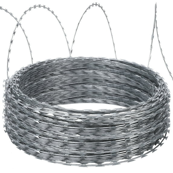Razor Wires, 250ft Galvanized Ribbon Barbed Wire, Razor Fence for Secure Sites, Farm Fence Outdoor Garden Protection