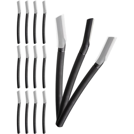 Razor for Women Face, 15 Pcs Microblade Eyebrow Razors, Multipurpose Dermaplaning Tool for Face, Peach Fuzz Removal, Face shavers for Women and Men (Black)