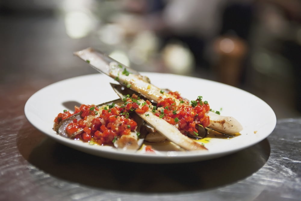Razor clams on a plate in a restaurant boston massachusetts usa Canvas Art - Eric Kulin Design Pics (19 x 12)