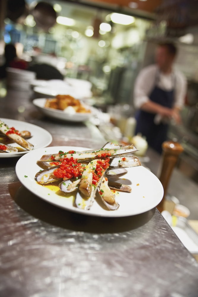 Razor clams on a plate in a restaurant boston massachusetts usa Canvas Art - Eric Kulin Design Pics (24 x 38)