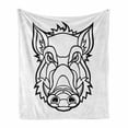 thumbnail image 1 of Razorback Soft Flannel Fleece Blanket, Uncolored Outline Design Drawing of Wild Boar Pig Head Illustration, Cozy Plush for Indoor and Outdoor Use, 50" x 60", Charcoal Grey and White, by Ambesonne, 1 of 6