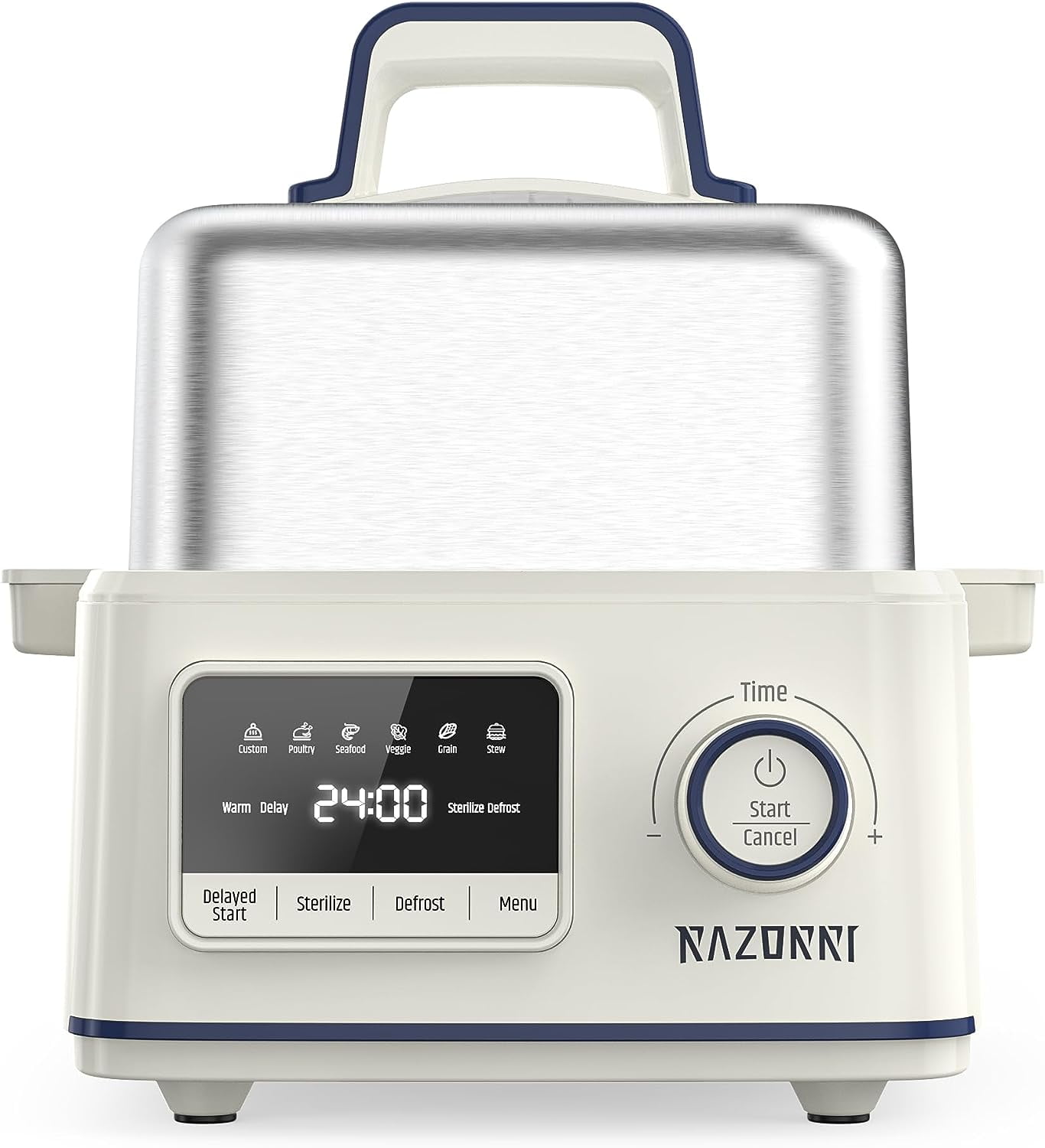 Razorri Electric Food Steamer 5-Quart Stainless Steel with Timer, 24H  Delayed Start, and Large 68 Oz Water Capacity 