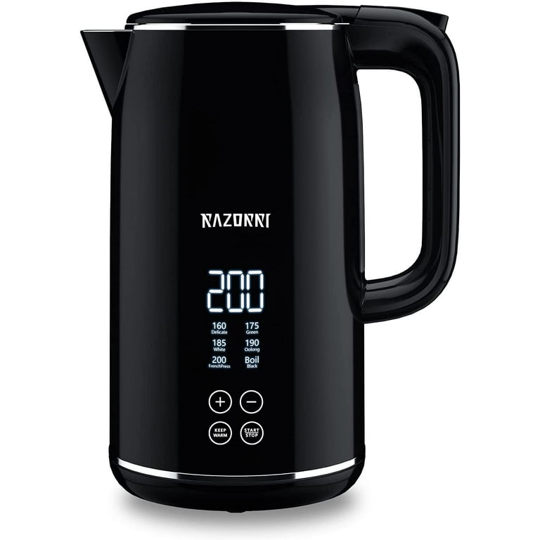 Razorri Electric Kettle 1-Click Control LED Digital Display, 1.7 Liter  BPA-Free, Stainless Steel Double Insulated Wall, Boil Dry Protection, Keeps