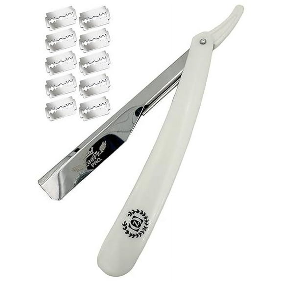 Razors For Men Shave Straight Razor Shaving Rasierer Rasurar Cuchilla Maquina RED + 10 Blades Disposable (White)