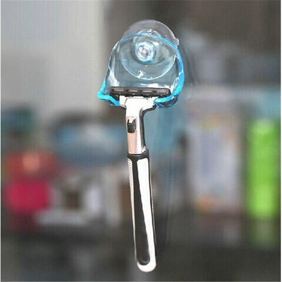 Razors Holders Rack with Blue Suction Cup,Razors Holders Hooks,Transparent No Traces Wall-Mounted Razors Holders,Suitable for Bathroom Use