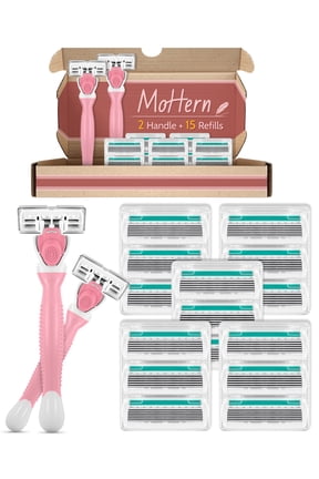 Razors for Women Sensitive Skin with 15 Blade Refills, 6 Blades Womens razors for Shaving Including 2 Travel Razors for Women with 15 Blade Refills,