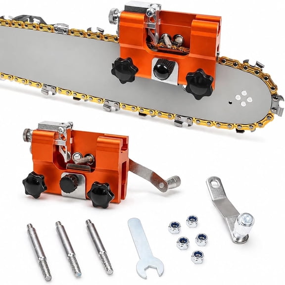 Razorwolf Chainsaw Sharpener, Manual Portable Chainsaw Chain Sharpener Tool for Fast Guided Sharpening, No Chain Removal Needed (Orange)
