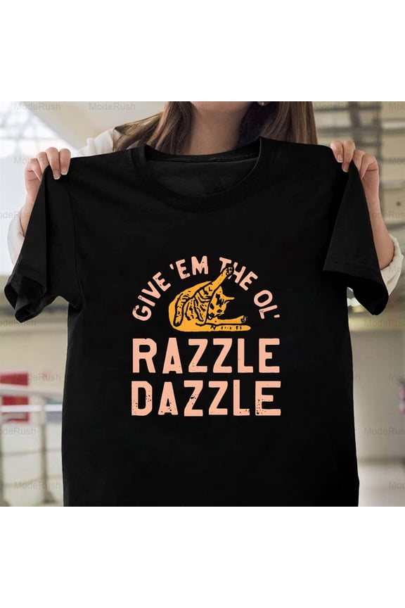 Razzle Dazzle Fun Bold Retro 70s 80s Groovy Vibe Style Graphic Design Print Unisex T-Shirt Y0488, Up to Size 5XL