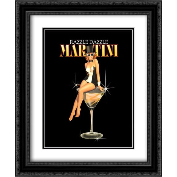 Razzle Dazzle Martini 2x Matted 16x19 Black Ornate Framed Art Print by Ralph Burch
