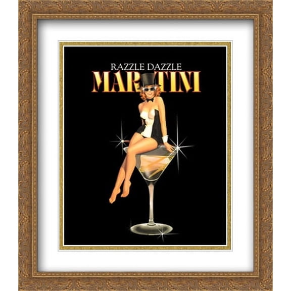 Razzle Dazzle Martini 2x Matted 22x26 Large Gold Ornate Framed Art Print by Ralph Burch
