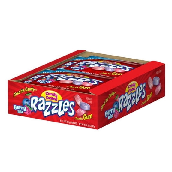 Tootsie Razzles Berry Mix Candy, 1.6-oz Bag, Strawberry, Blueberry ...