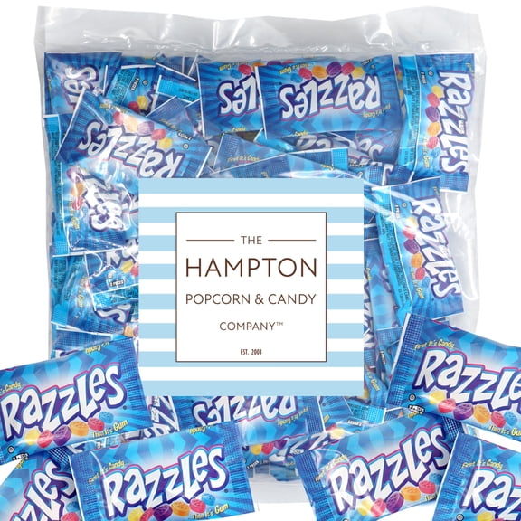 Razzles Candy Gum, 100 Pack, 2 Gum Pieces Per Pack Of Candy Then It's Gum, Fruit Gum Flavors