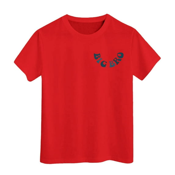 Razzly Big Boys Clothes Boy,Big Bro Short Sleeves Cotton Shirt for Boys Tween Boys' Athletic Shirts Boy Summer(Red,10-11 Years)