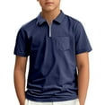 thumbnail image 1 of Razzly Big Boys School Uniform Short Sleeve Polo Shirt, Solid Color Golf Shirts for Boys Teen Active Golf Shirts Stretch Collared Kids Tshirt(Navy,13-14 Years), 1 of 4